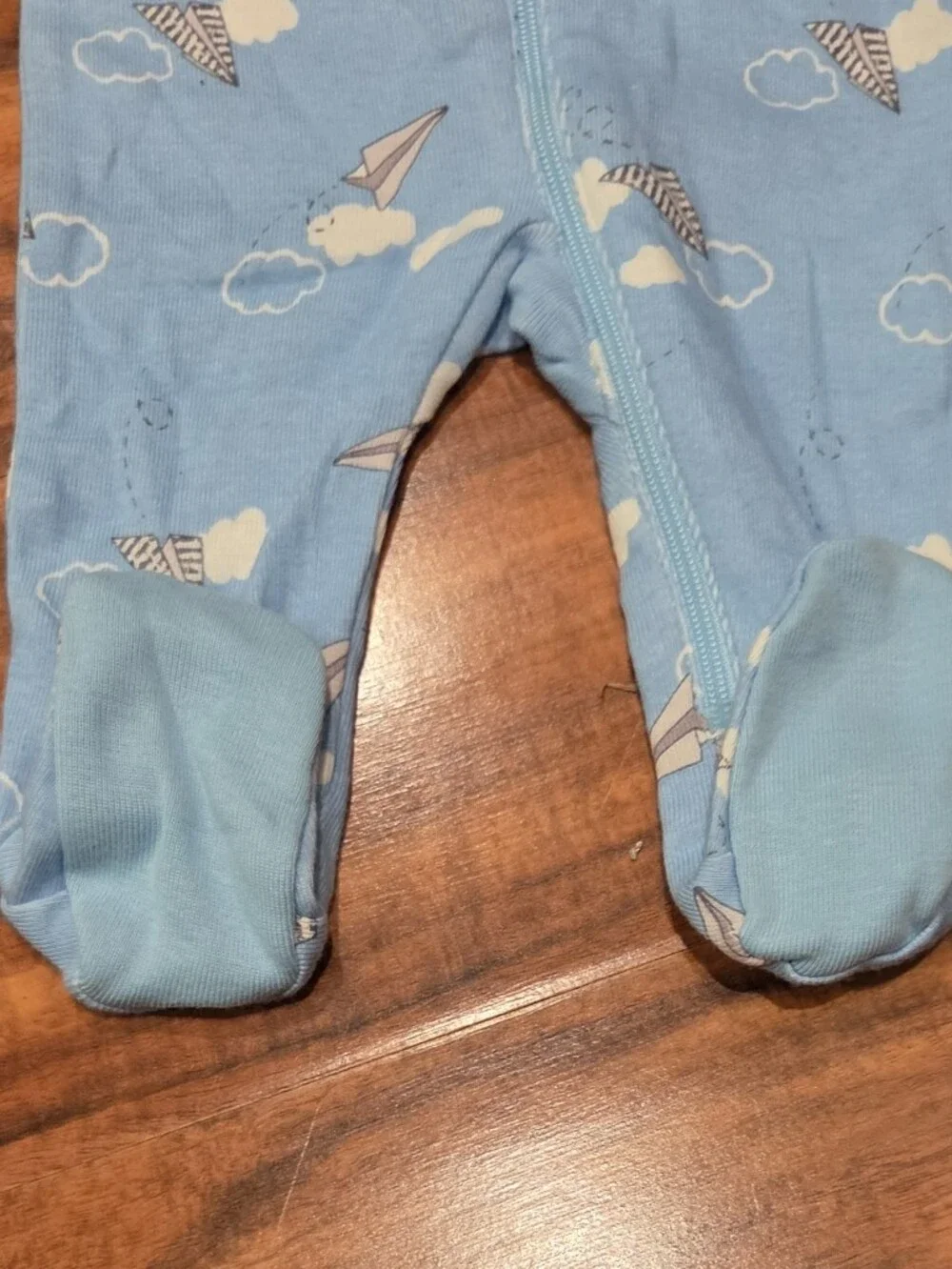 Gymboree NWT Newborn Blue Paper Airplane Footie Romper, Hat and Bib
